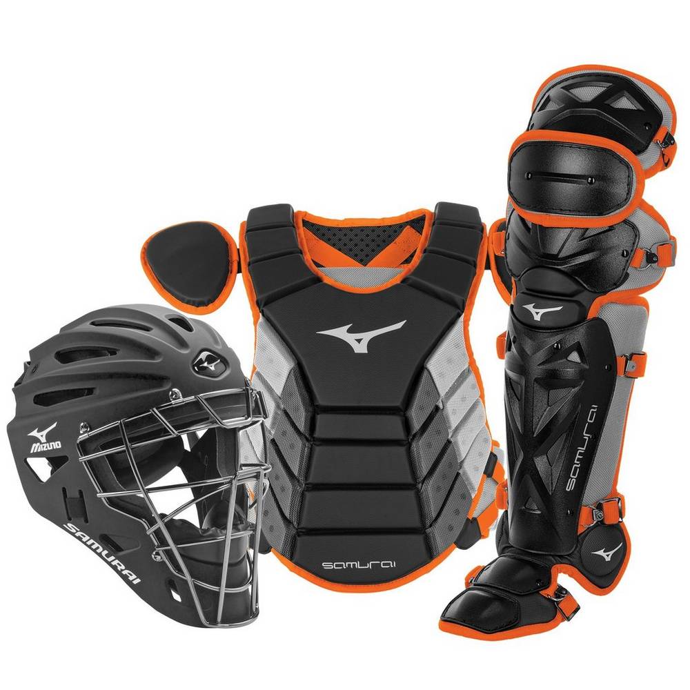 Mens Mizuno Samurai Adult 15" Boxed Baseball Catchers Gear Set Black/Orange Philippines (TKZEVG842)